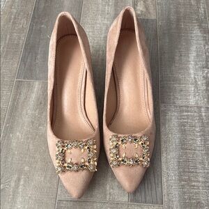 Elegant Tan Embellished Women's Shoes